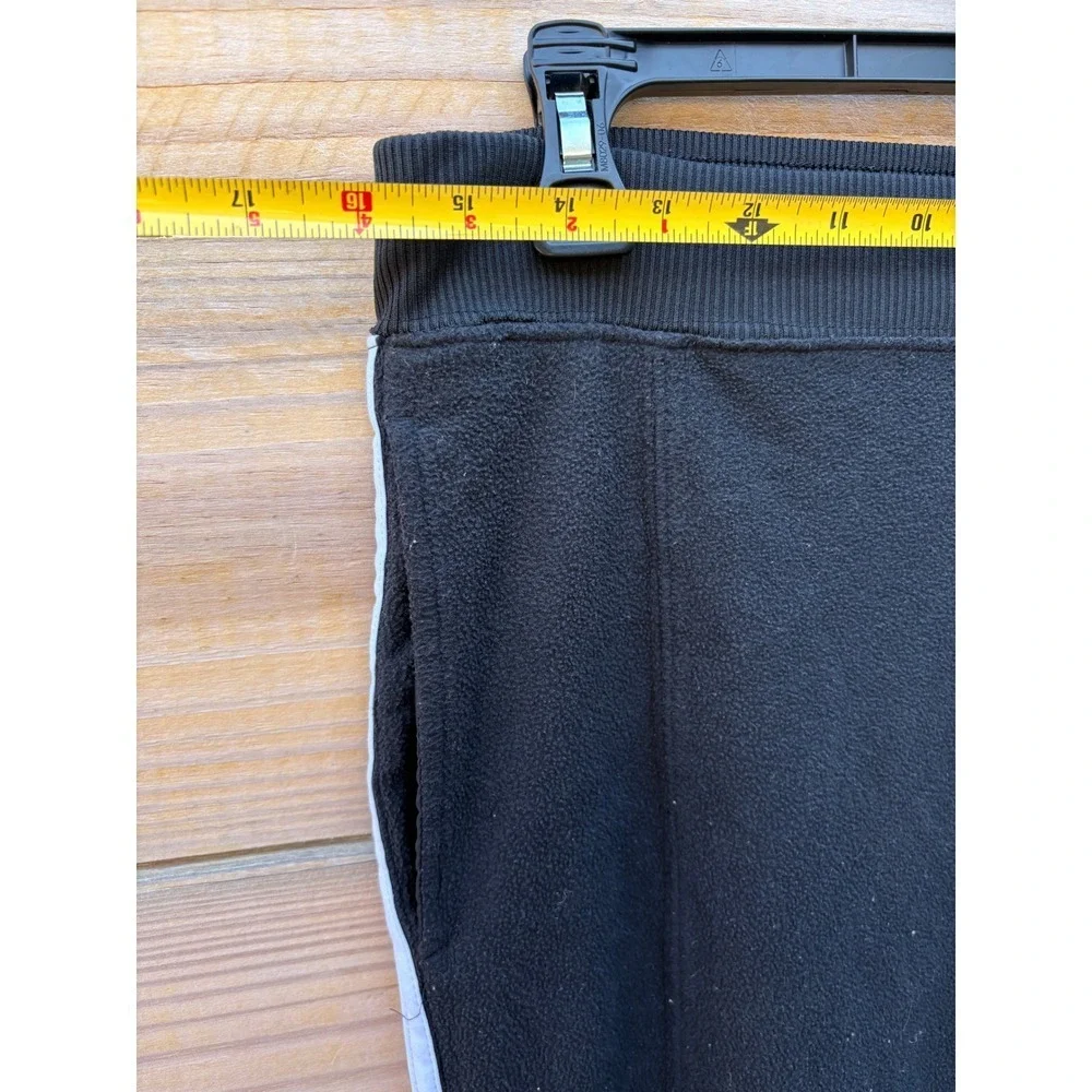 Adidas Fleece Track Pants Black Blue Stripe Straight Leg Mens Small 28x29